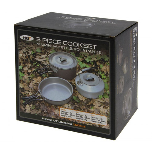 Комплект за готвене NGT 3pc Gun Metal Aluminium Kettle Pot & Pan Set