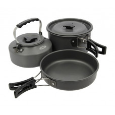 Комплект за готвене NGT 3pc Gun Metal Aluminium Kettle Pot & Pan Set