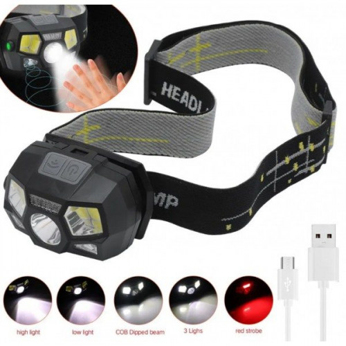 Челник със сензор зареждащ USB Charging Headlamp Sense