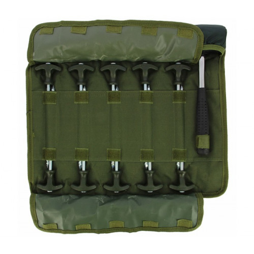 Комплект колчета за палатка с чук NGT Bivvy Pegs in Deluxe Roll up Case