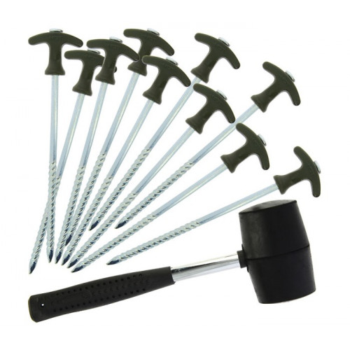 Комплект колчета за палатка с чук NGT Bivvy Pegs in Deluxe Roll up Case