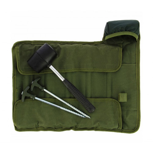 Комплект колчета за палатка с чук NGT Bivvy Pegs in Deluxe Roll up Case