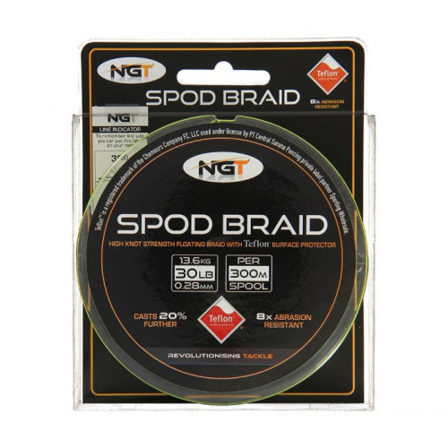 Влакно за Спод NGT Spod Braid Fluoro Yellow Teflon Coated 300 м