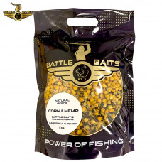 Варени семена царевица с коноп Battle Baits Corn & Hemp Seeds 3 кг